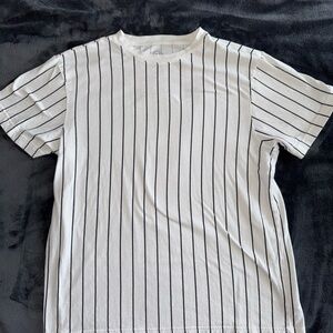 Original Use White and Black Pinstriped Short Sleeve Tee